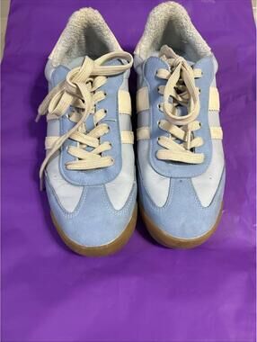 Dolce Vita Voyage Womens Sneaker Shoes Light Blue Cream Lace Up Low Top Sz 7